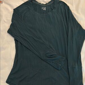 Aerie Women's Green Ribbed Long Sleeve Top